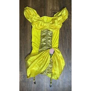 Belle The Label Sexy Dress Garter Belt Beauty & Beast Womens M Yellow